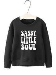 Girls Sassy Little Soul Print Crew Neck Sweatshirt Top Pullover