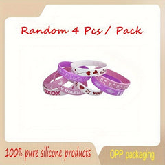 4 Pcs Random Rubber Wristband Silicone Bracelet Gift for Boyfriends Girlfriends