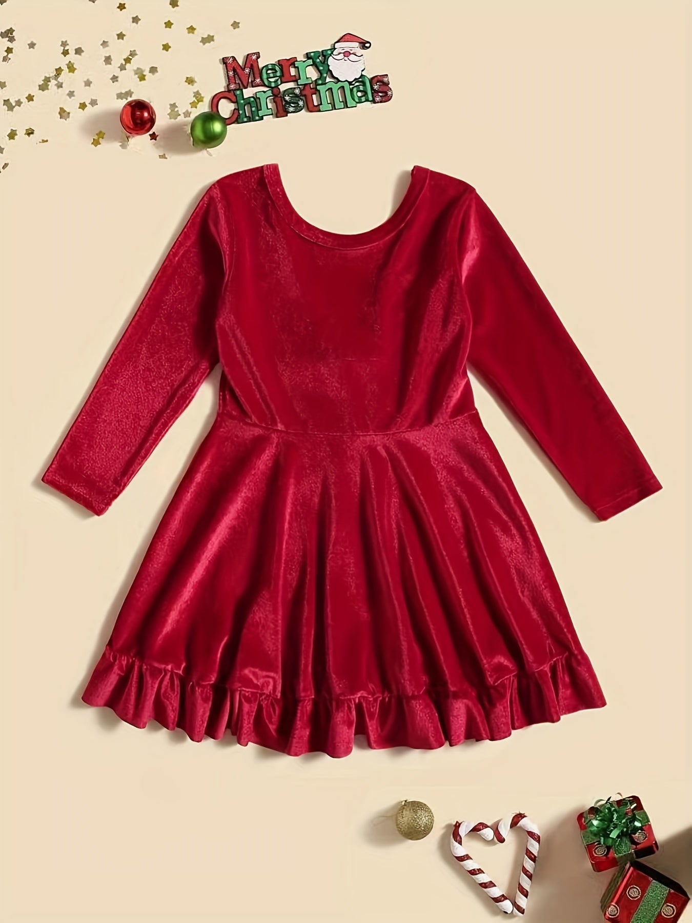 Velvet Christmas Dress For Toddler Kid Girls Party Wear