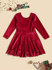 Velvet Christmas Dress For Toddler Kid Girls Party Wear