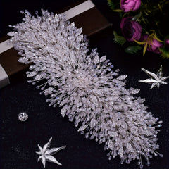 Women's Floral Sparkling Crystal Bridal Headpiece Handcrafted Wedding Hairpiece