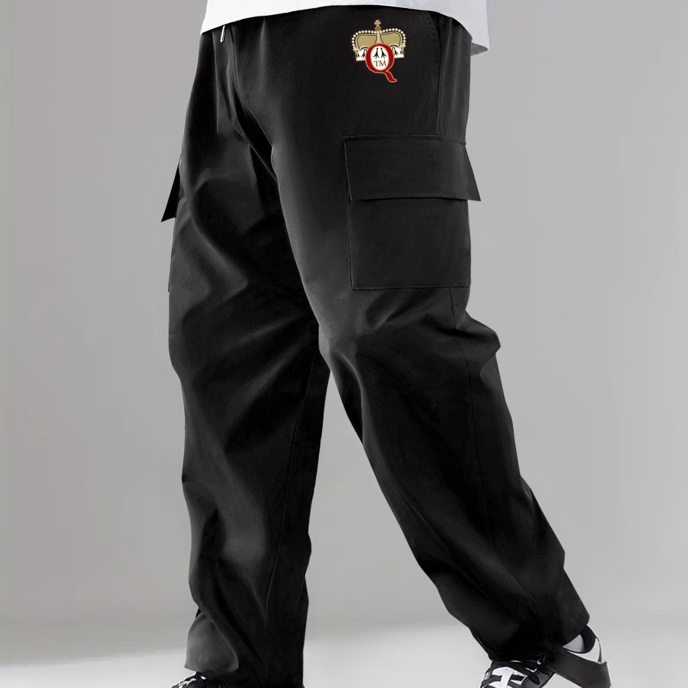 Pattern & Letter Print Men's Straight Leg Cotton Cargo Pants