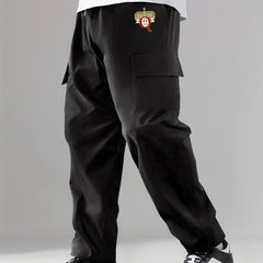 Pattern & Letter Print Men's Straight Leg Cotton Cargo Pants