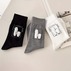 3 Pairs Alpaca Print Socks Women's Stockings