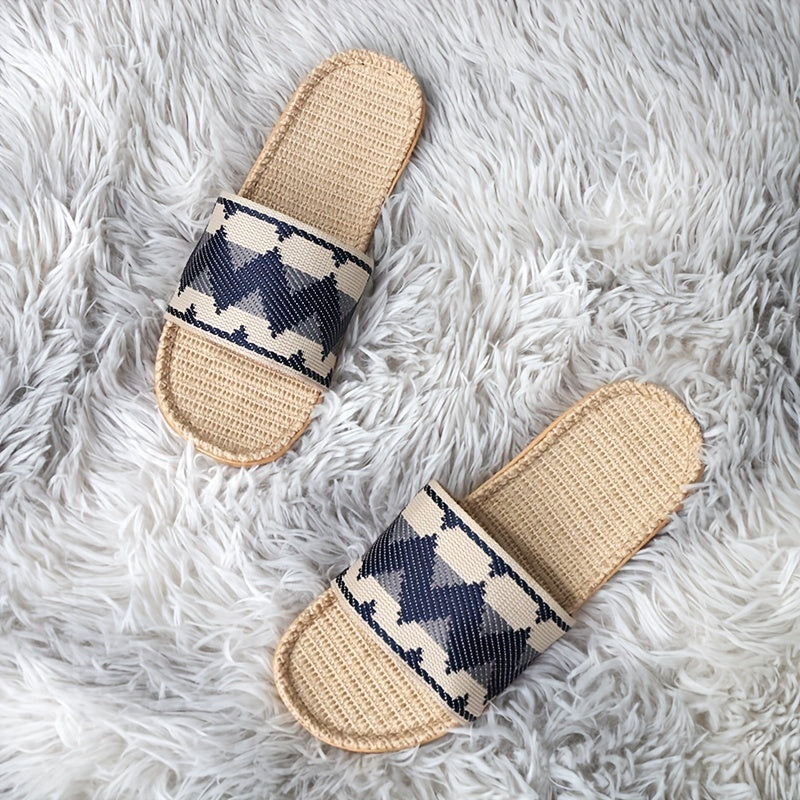Women's Chevron Pattern Slide Shoes Open Toe Casual Flat Slides