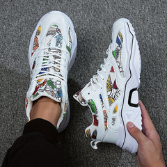 Men's Cartoon Graffiti Athletic Shoes For Running Gym Sneakers