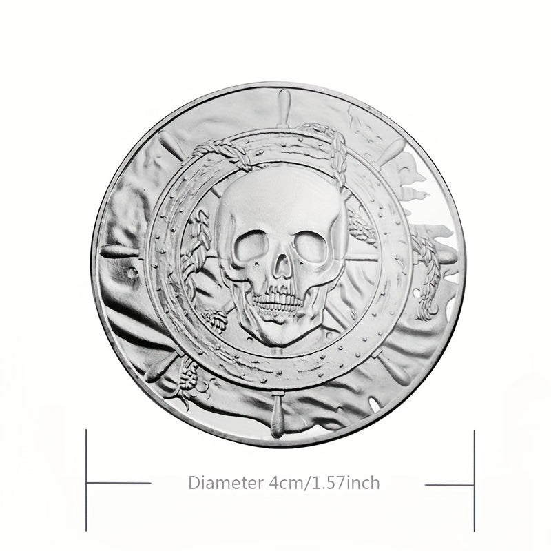 Skeleton Pirate Whale Silver Coin with Skull