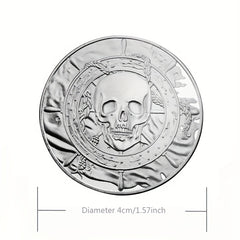 Skeleton Pirate Whale Silver Coin with Skull