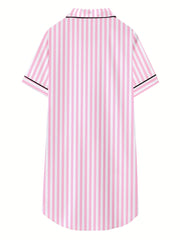 Girls Nightshirt Dress Button Down Nightgown Short Sleeve Sleepwear PJ