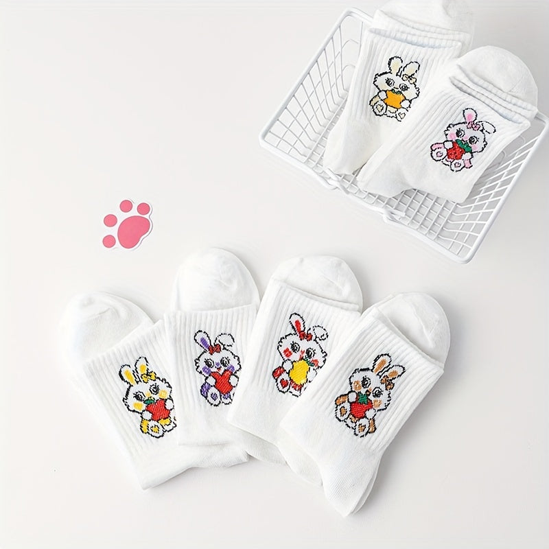 6 Pairs Bunny Print Comfy Socks Women's Stockings