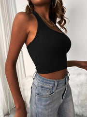 Ribbed Backless Crop Halter Top Y2K Sexy Sleeveless Summer Top