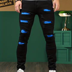 Mens Stretch Ripped Jeans Casual Street Style Denim Pants