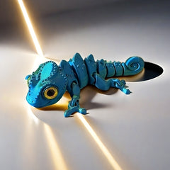 3D Printed Rainbow Chameleon Model Realistic Eyes Soft Limbs Vibrant Scales
