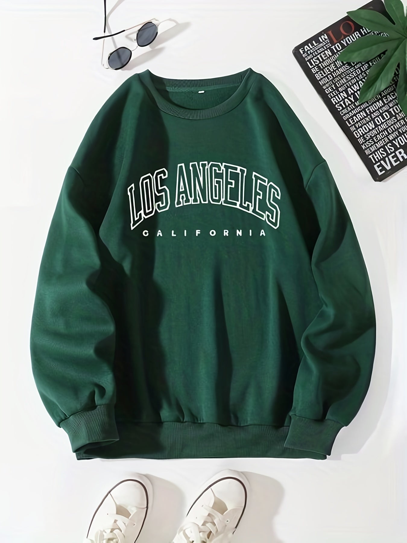 Letter Print Crew Neck Sweatshirt for Women