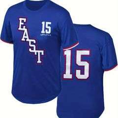 Men's EAST Star 15 Embroidery Basketball Jersey Retro Mesh Classic Crew Neck
