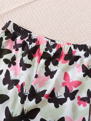 Butterfly Print Girl's 2pcs Hoodie & Sweatpants Set Kids Clothes Spring Fall
