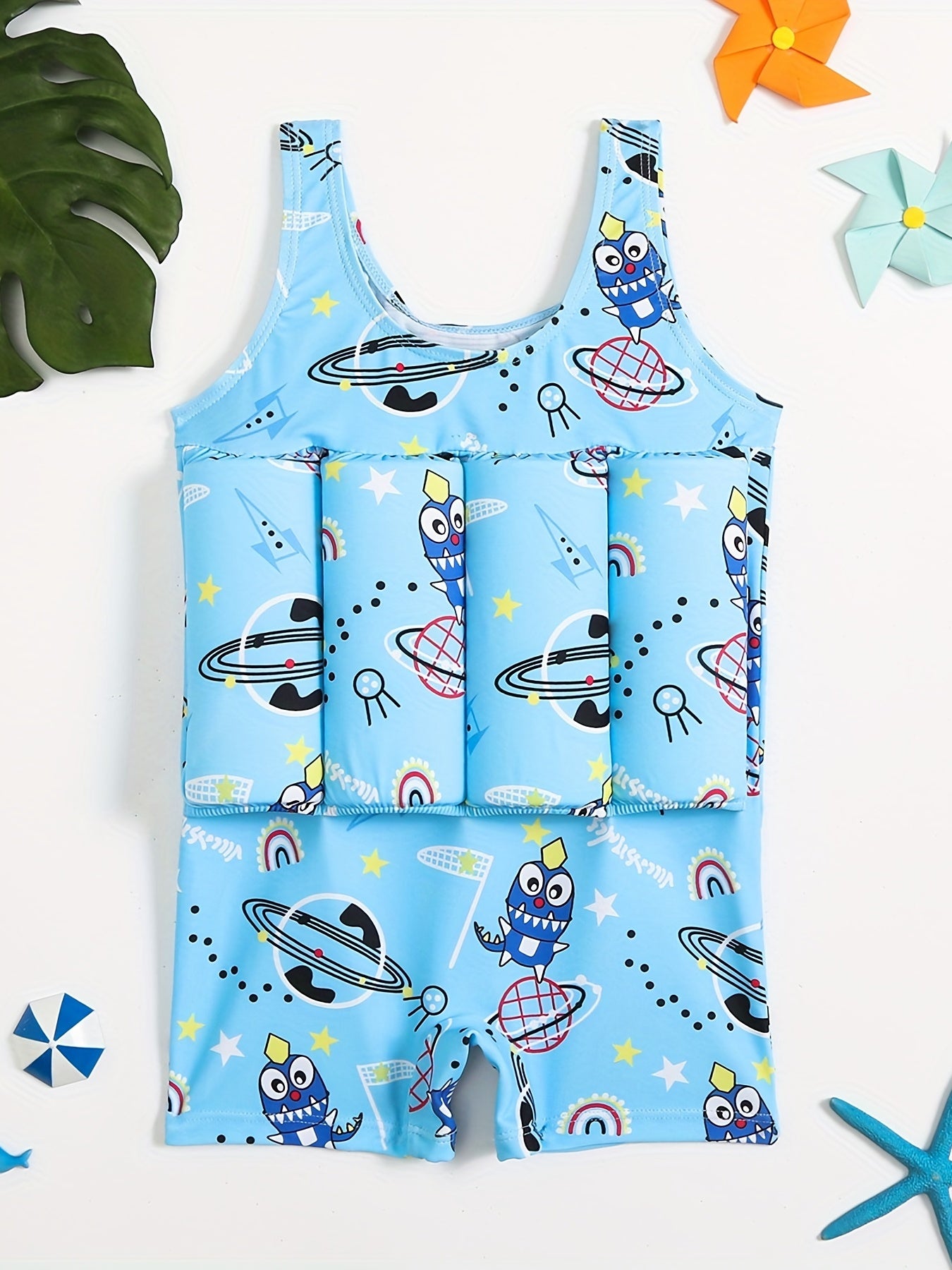 Kids Buoyancy Swimsuit Boys Baby Cartoon Graphic Swimming Equipment
