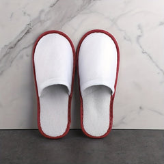 Plush Flat Slippers Non Slip Hotel Shoes Women's Indoor Guest Slippers