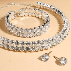 Zircon Necklace Earrings Set Bridal Wedding Jewelry
