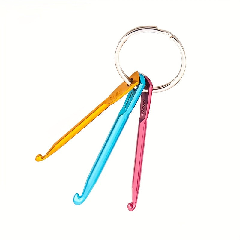 3pcs Crochet Single End Knitting Tools Key Ring Ergonomic Handle Hooks Needles