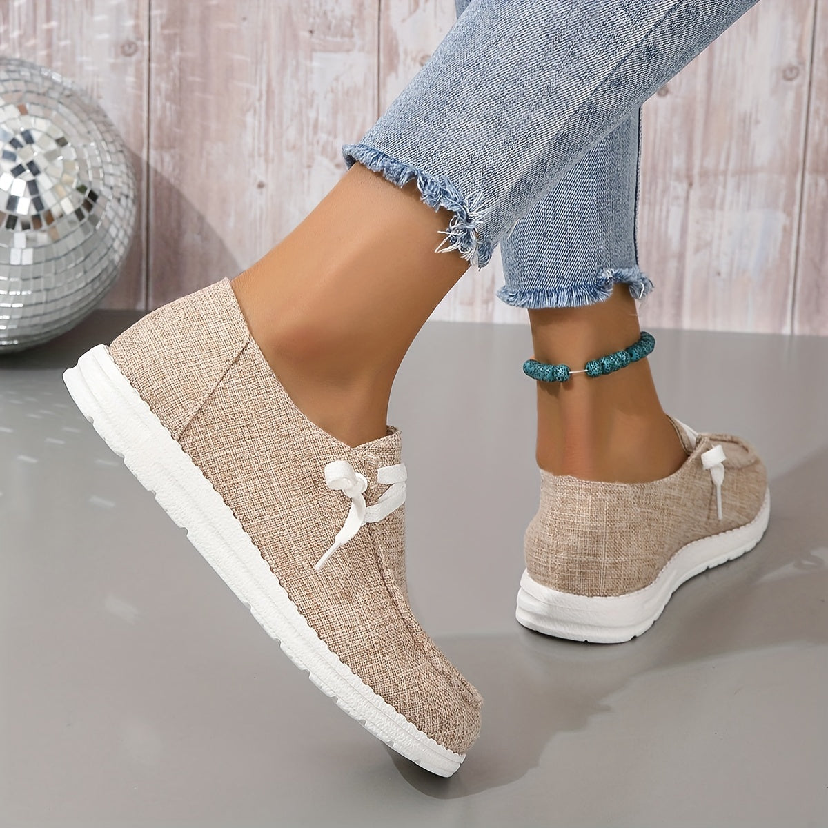 Women's Canvas Slip-On Lace Up Shoes