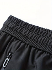 Men's Quick Dry Stretch Shorts with Zipper Pockets & Drawstring