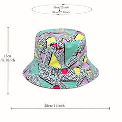 Geometric Print Couple Bucket Hat Reversible Stylish Sunshade Basin Hats Unisex