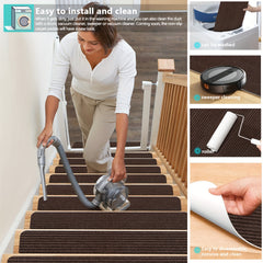 15pcs Non Slip Carpet Stair Treads 29.92x7.87in for Wood