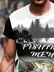Fish Print Men's Short Sleeve T-shirt Graphic Tee Summer Clothes