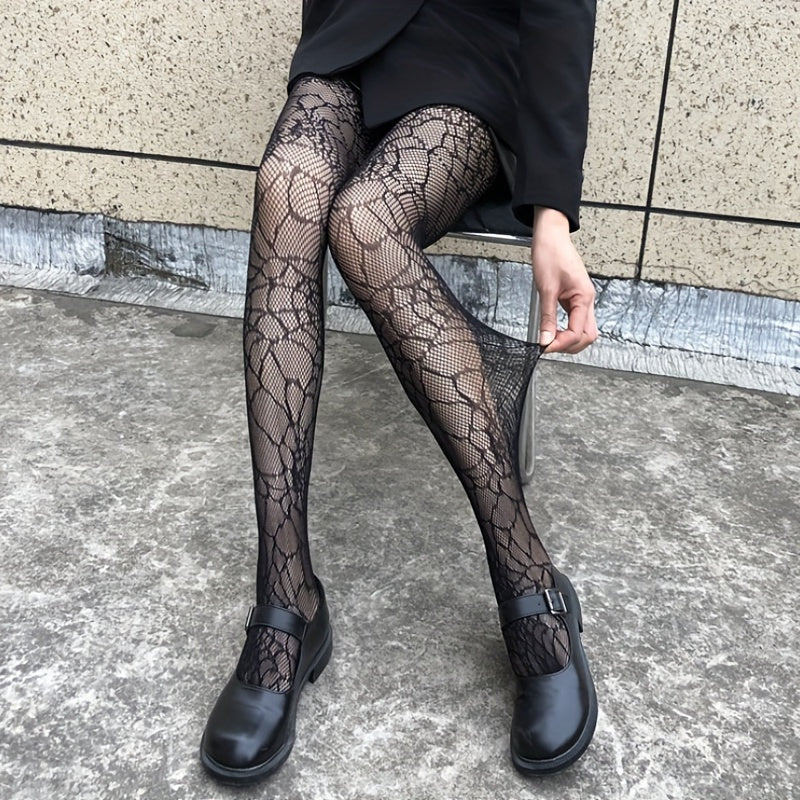 Spider Web Pattern Fishnet Tights High Waist Mesh Pantyhose
