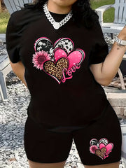 Graphic Print Tee & Biker Shorts Set