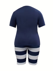 Women's Anchor & Stripes Tee & Shorts Outfit Set