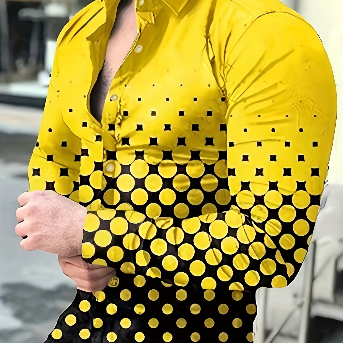 Polka Dot Men's Long Sleeve Shirt