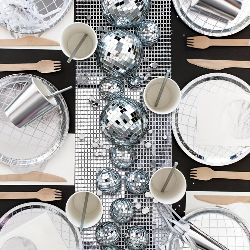 Flash Disco Party Table Towel Mirror Silvery Table Towel Retro