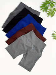 5pcs High Waisted Yoga Shorts for Women Solid Sports Activewear