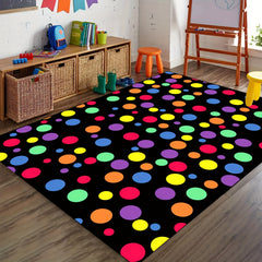 Colorful Rainbow Polka Dot Area Rug for Classroom or Kids' Room