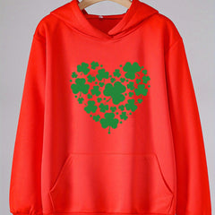 Clover Heart Graphic Hoodie For Girls Spring Fall Sports Gift