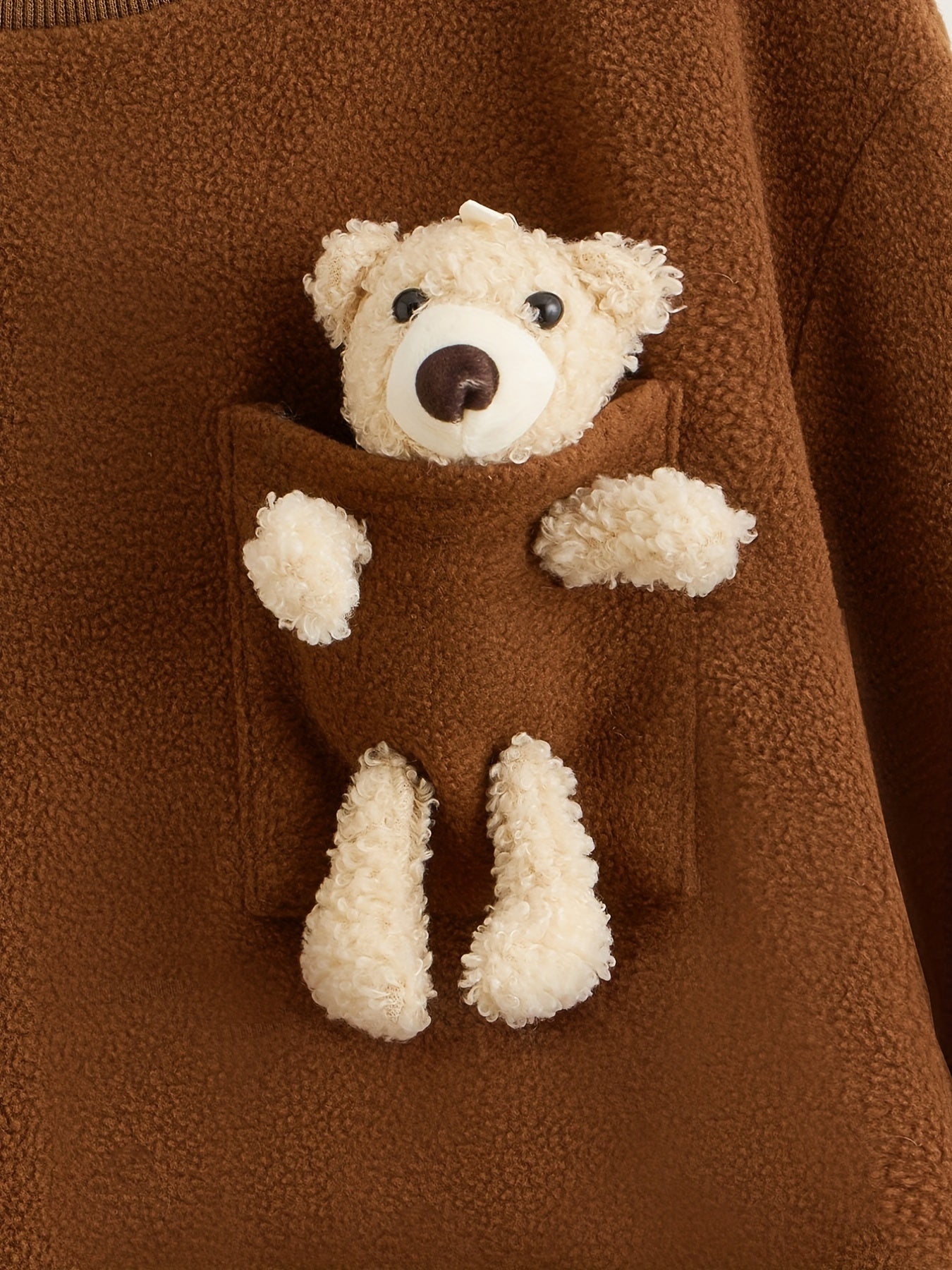Boys Bear Decor Pullover Sweatshirt Long Sleeve Crew Neck Tops