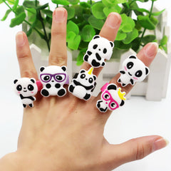 12 Girls Kids Pop Panda Rings Pack