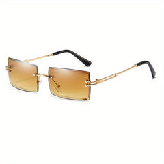 Rectangle Rimless Sunglasses Gradient Anti Glare UV400
