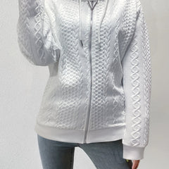 Solid Zip Up Hoodie Casual Long Sleeve Drawstring Hoodies
