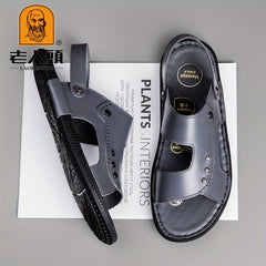 LAORENTOU Men's Leather Non Slip Sandals For Beach