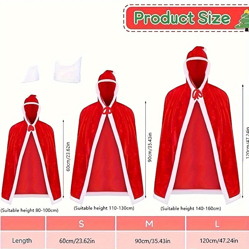 Long Red Hooded Cloak Halloween Cosplay Costume Props