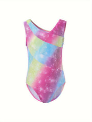 Gradient Sleeveless Gymnastics Leotard - Girls Stretchy Ballet Suit