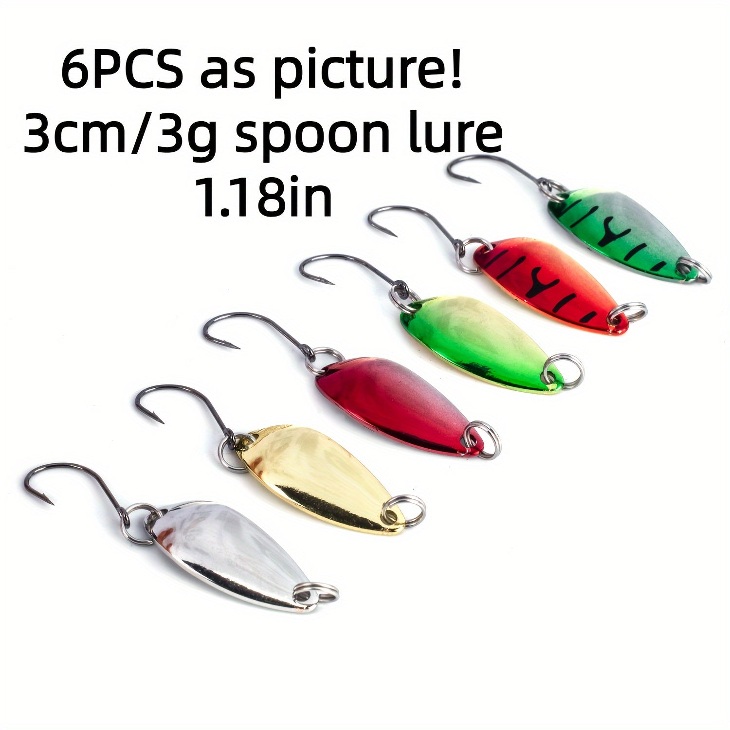 6pcs Single Hook Sequined Metal Fishing Spinner Bait for Grass Carp