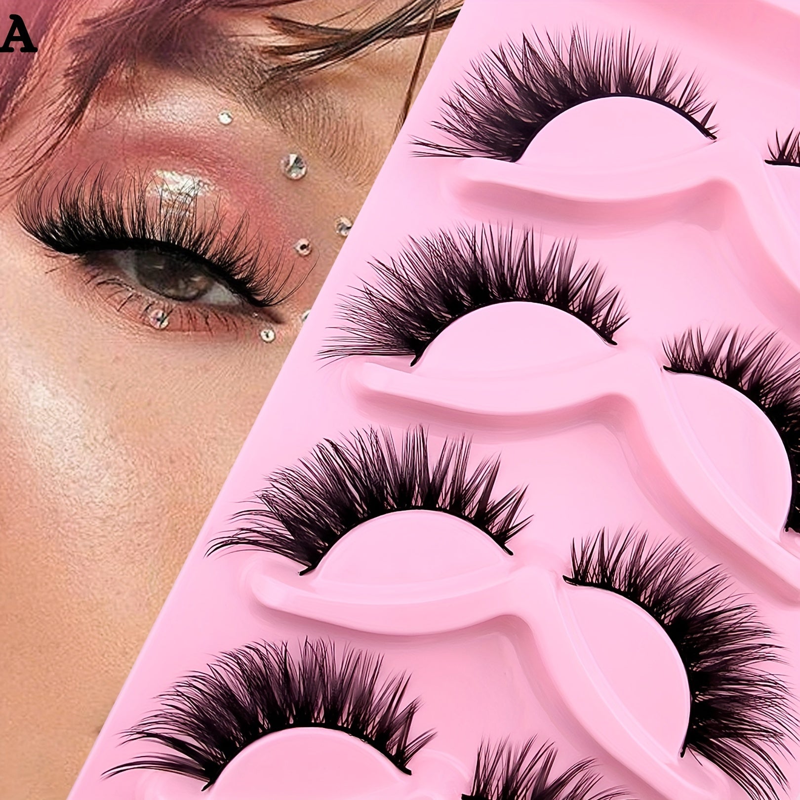 5 Pairs Cat Eye Lashes Natural Imitated Faux Mink False Eyelashes