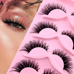 5 Pairs Cat Eye Lashes Natural Imitated Faux Mink False Eyelashes