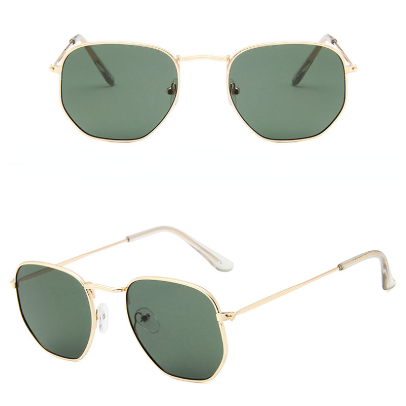 Square Vintage Sunglasses Men Women Sun Glasses Female Metal Lens