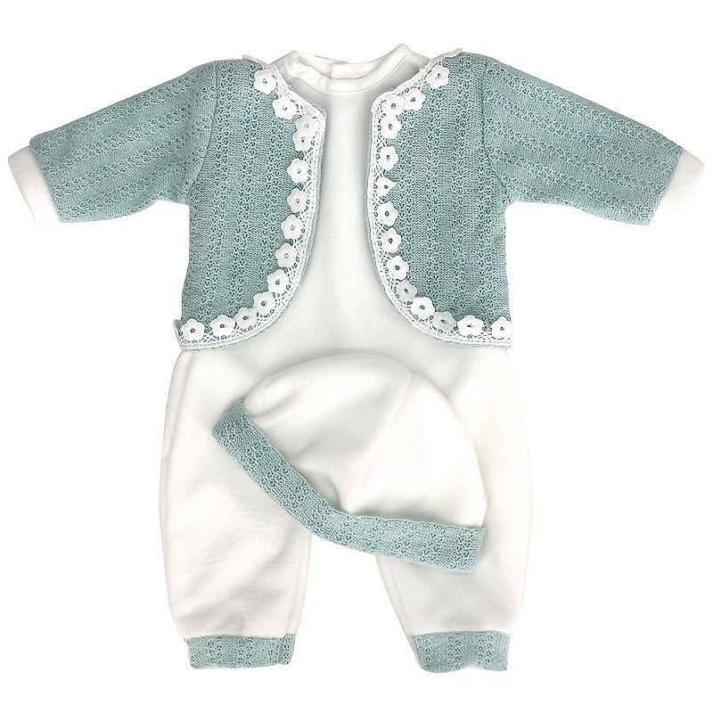 3pcs Doll Clothing Set for 18 45 Dolls Romper Cardigan and Hat Red Green Pink