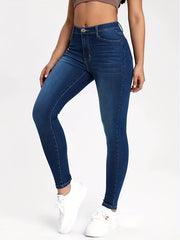 Water Ripple Embossed High Waist Skinny Jeans Women's Denim